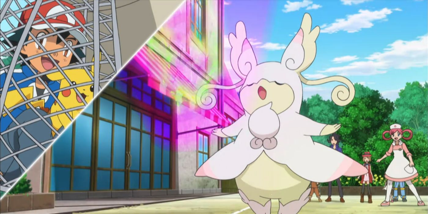 Pokémon: Ash reage à Mega Evolução de Audino.