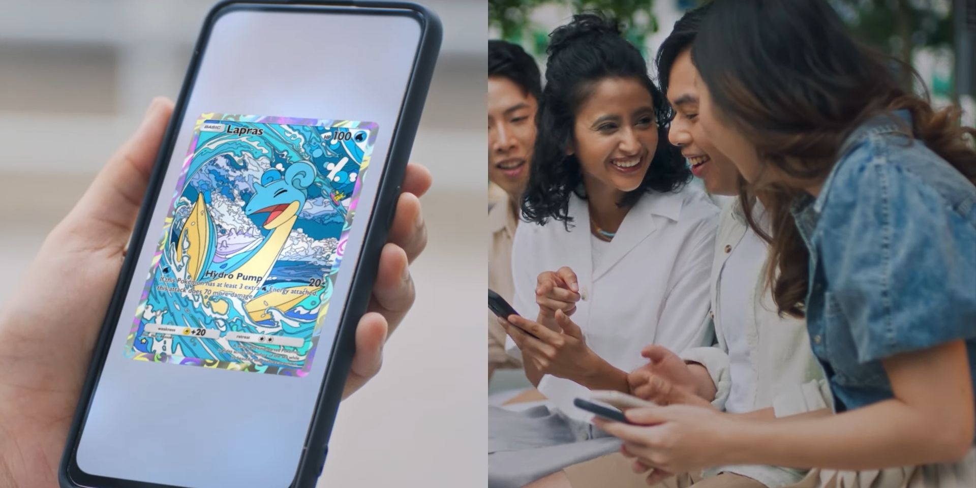 People look at a special Lapras card in Pokemon TCG Pocket