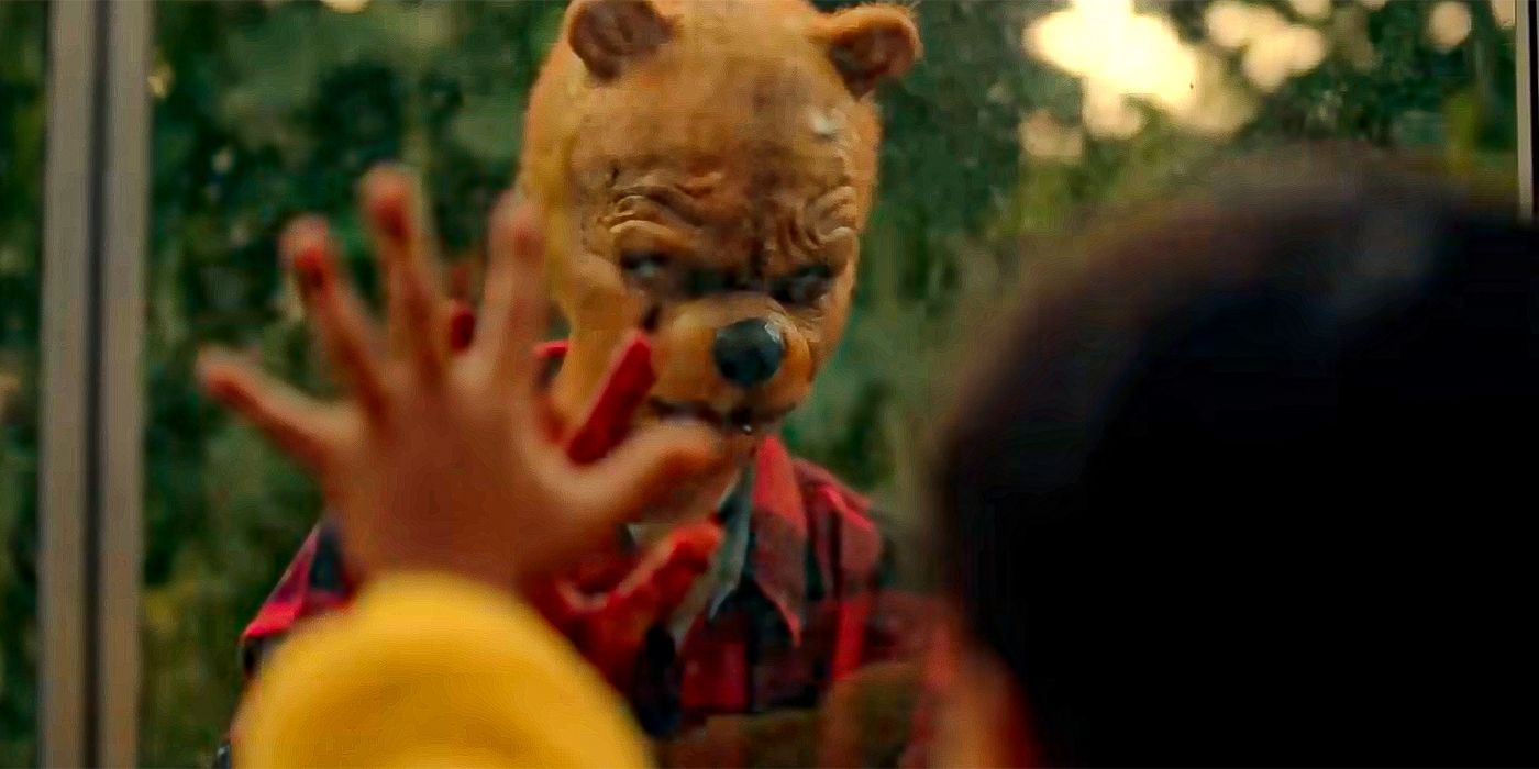 Pooh looking evilly at a child in Winnie the Pooh Blood and Honey 2