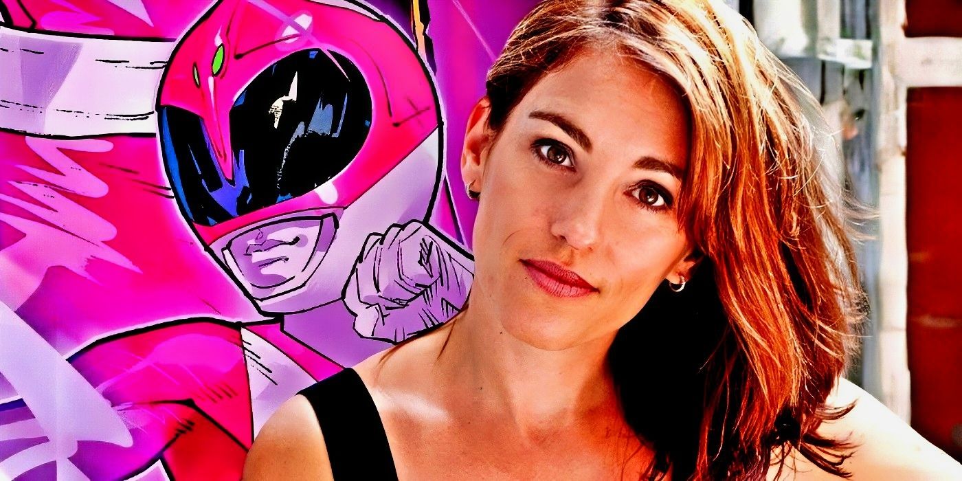 Amy Jo Johnson (foreground) with Power Rangers' Pink Ranger (background).