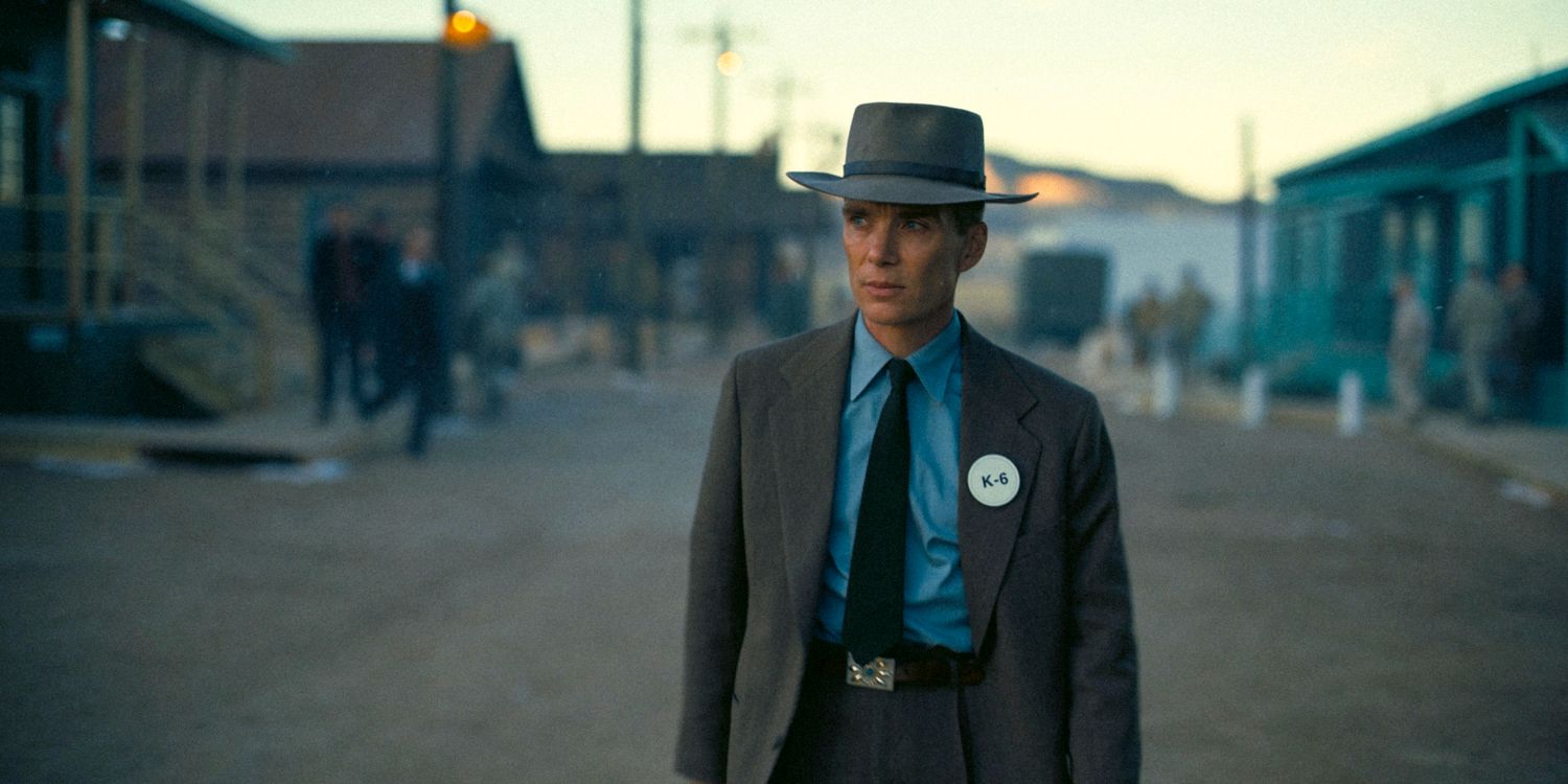 Cillian Murphy as J. Robert Oppenheimer in Oppenheimer looking at horizon mid shot