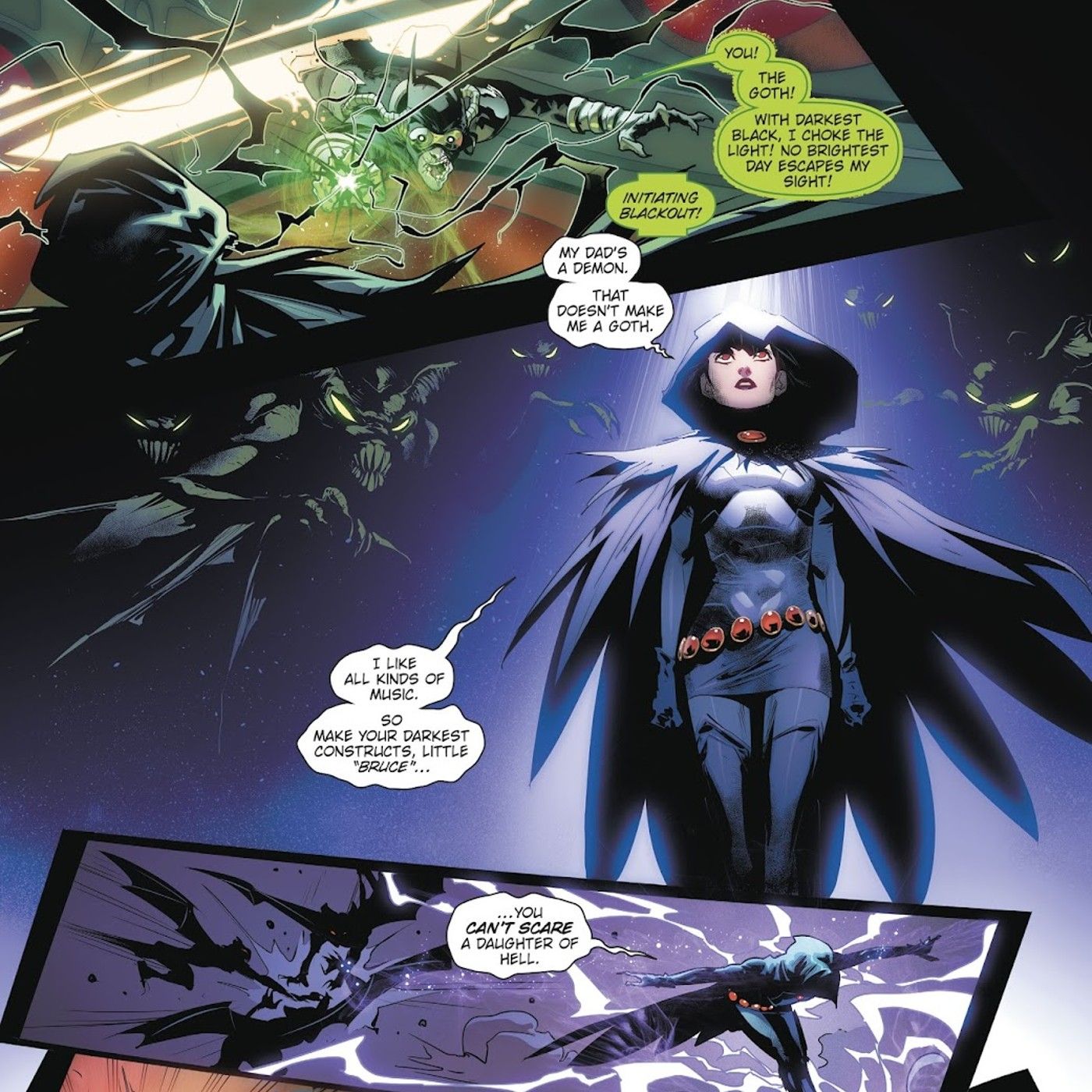 لوحات الكتب المصورة: يواجه Raven نسخة Green Lantern القاسية من Batman.