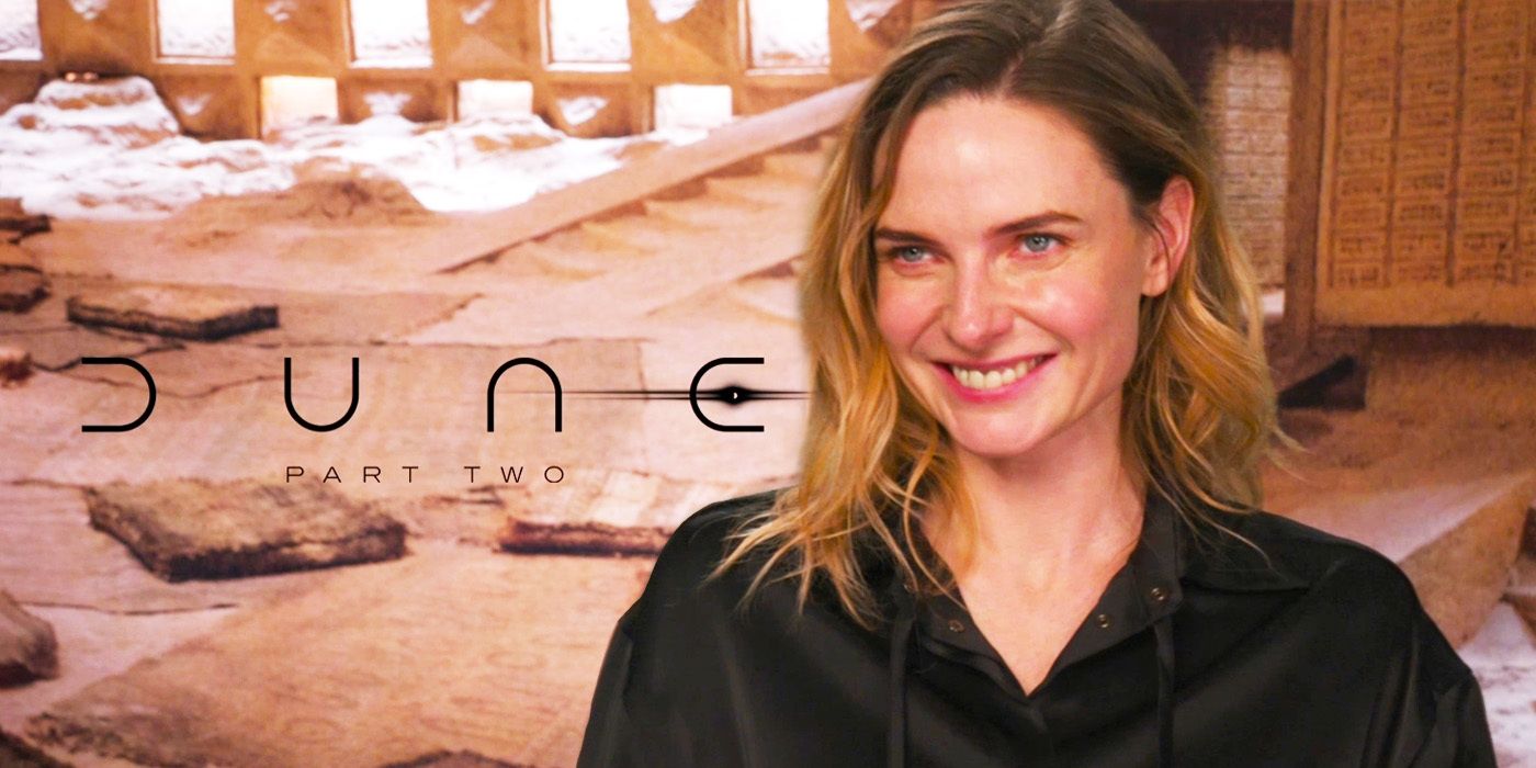 Edited image of Rebecca Ferguson during Dune 2 interview