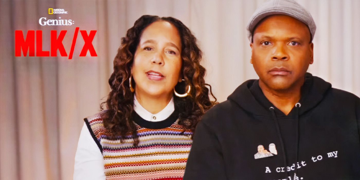 Edited image of Reggie Rock Bythewood & Gina Prince-Bythewood during Genius: MLK/X interview