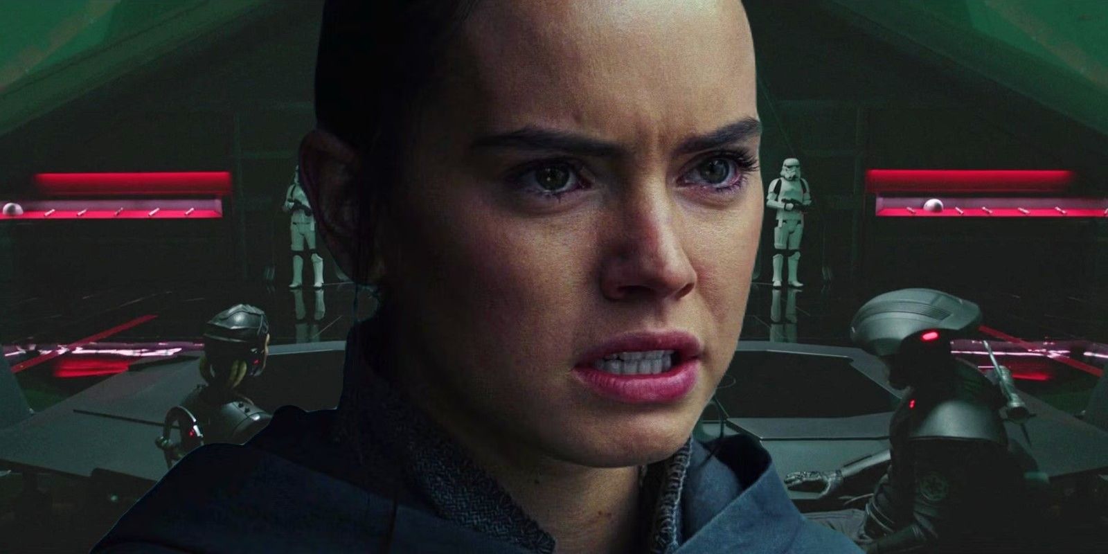 Rey in Star Wars: Episode VIII - The Last Jedi in front of the Fortress Inquisitorius from Obi-Wan Kenobi