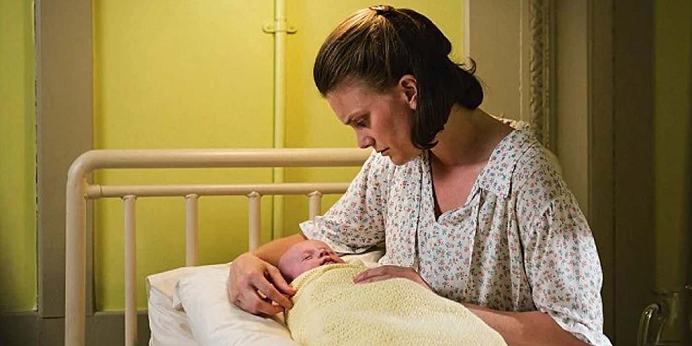 Rhoda Mullucks segura sua filha Susan em Call the Midwife