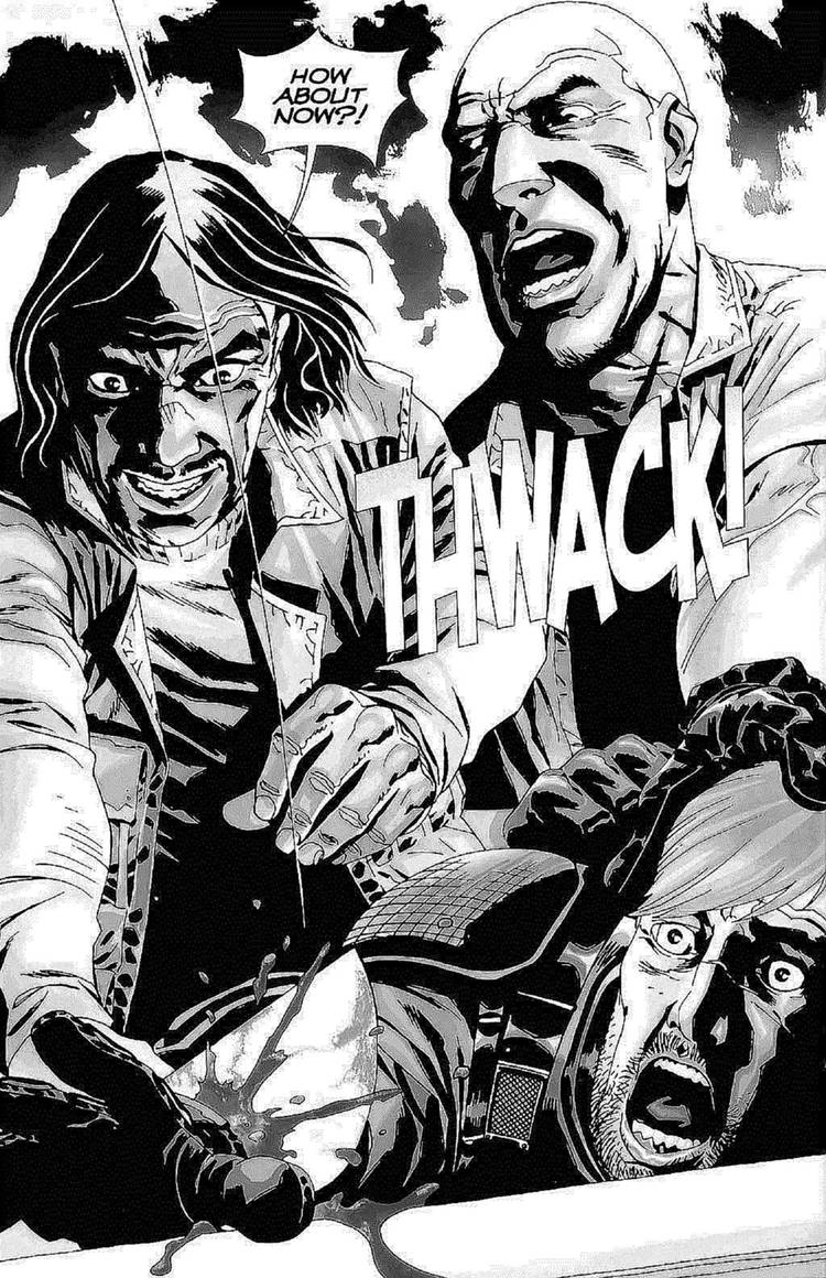 Walking Dead #26, the Governor chops off Rick's hand