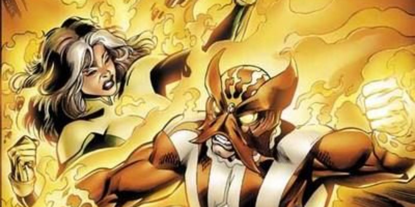Rogue lutando contra Sunfire na Marvel Comics