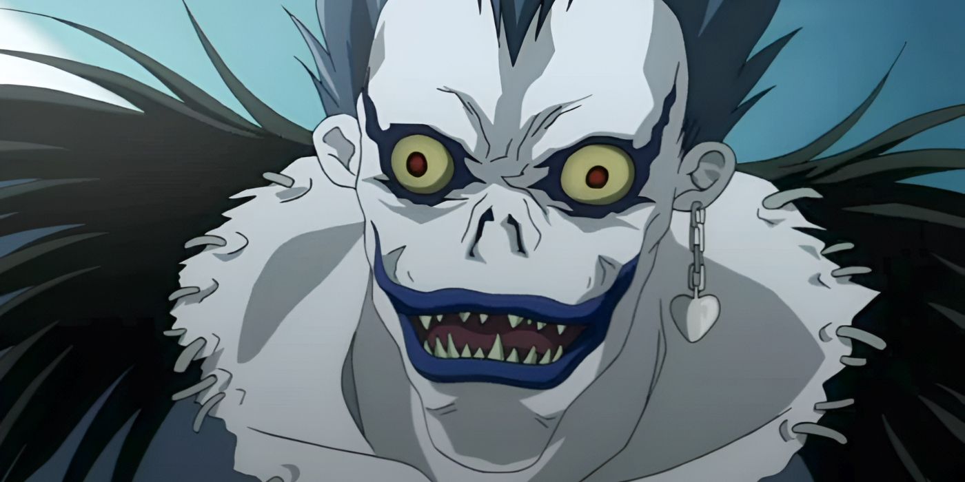 Ryuk sonríe emocionado desde el Death Note.