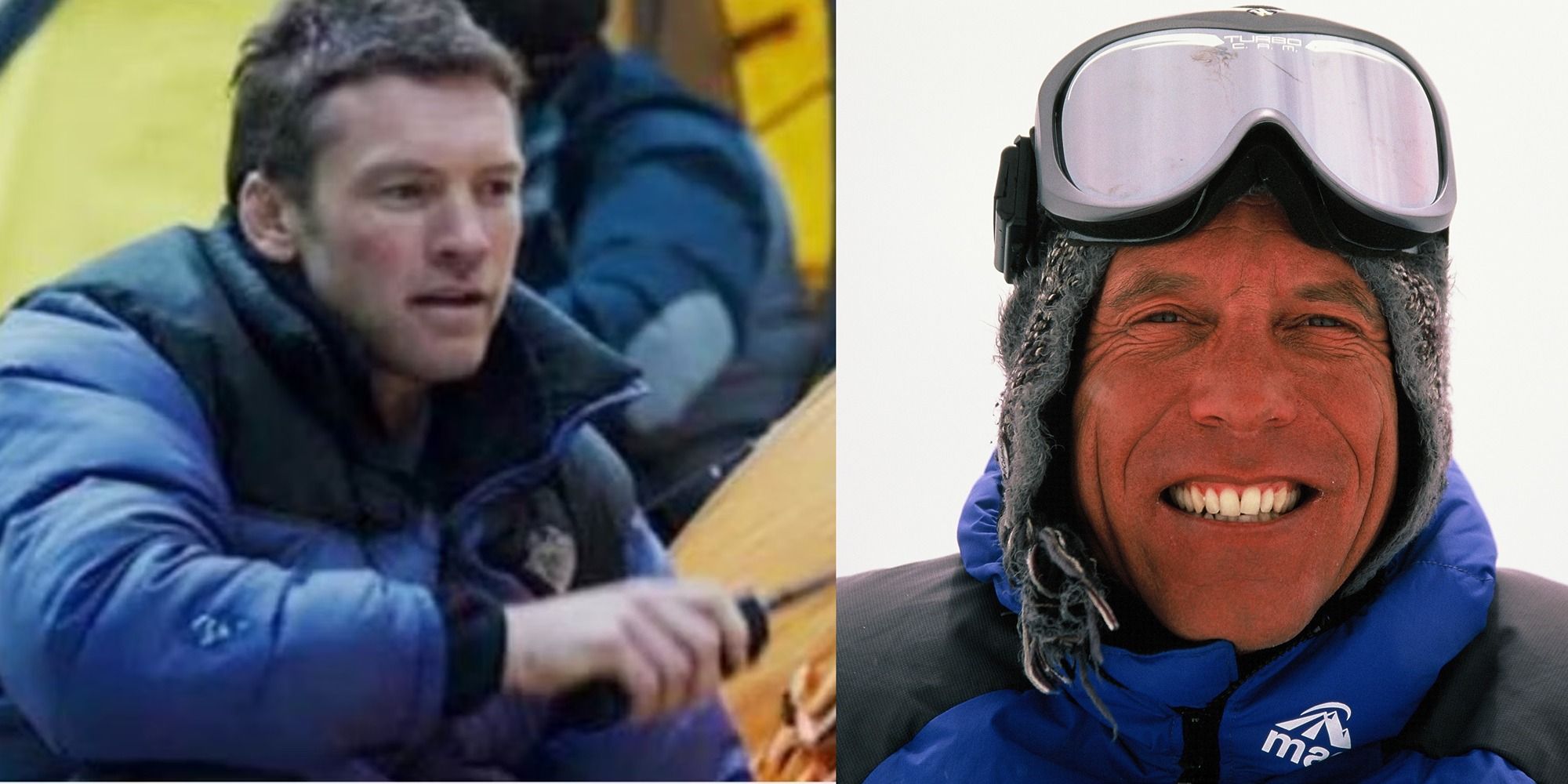 Sam Worthington as Guy Cotter in Everest alongside the real Guy Cotter