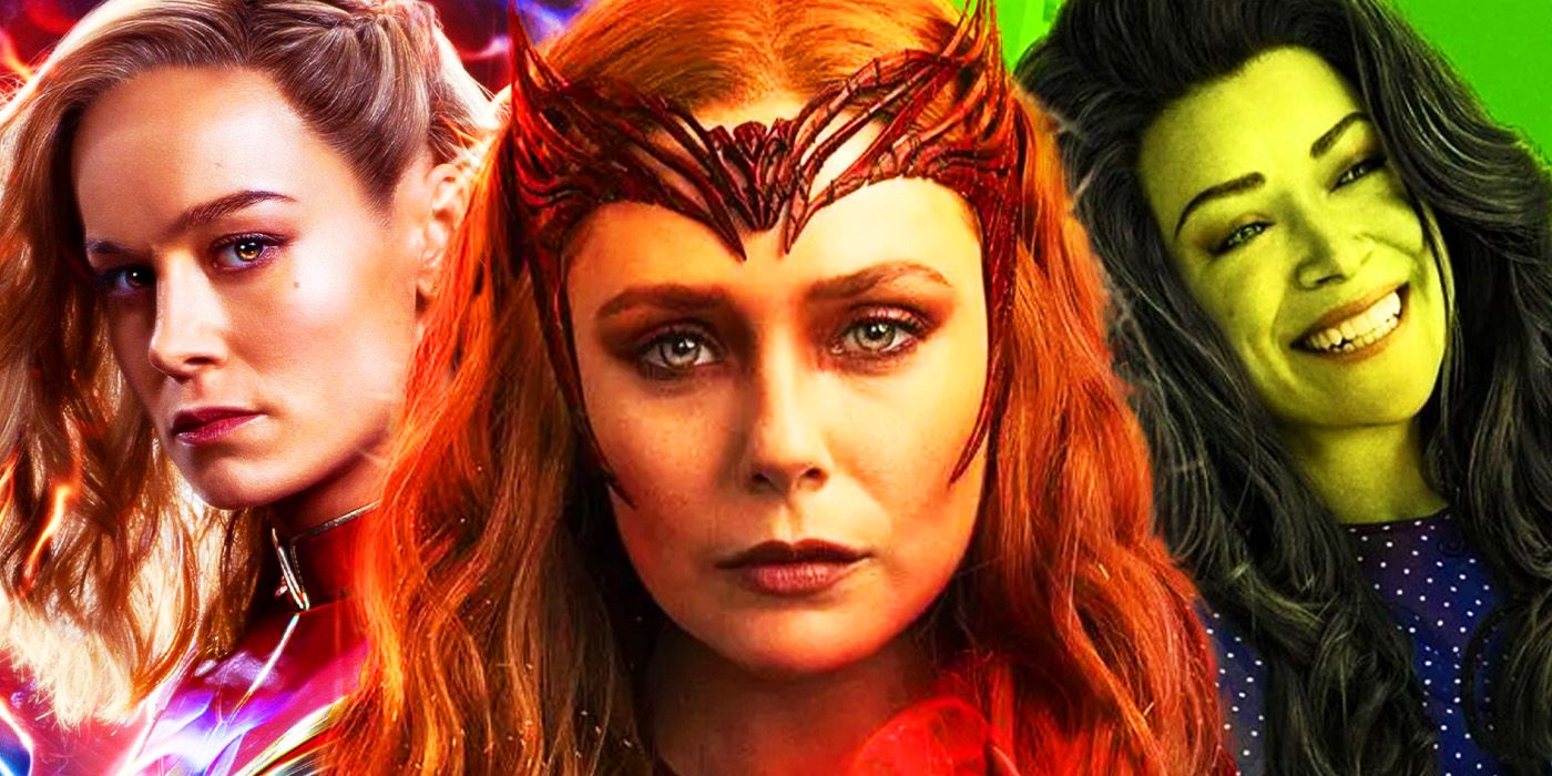 Scarlet Witch, Captain Marvel and She-Hulk as female superheroes in the MCU