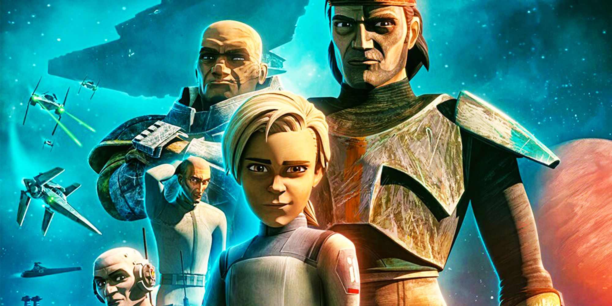 Hunter, Wrecker, Crosshair, Echo e Omega são editados juntos no pôster oficial da 3ª temporada de Star Wars: The Bad Batch