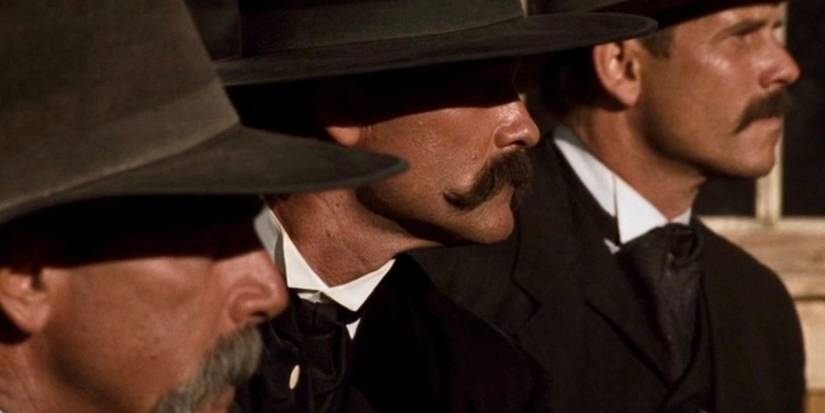 Sam Elliott, Kurt Russell and Val Kilmer standing ready in Tombstone