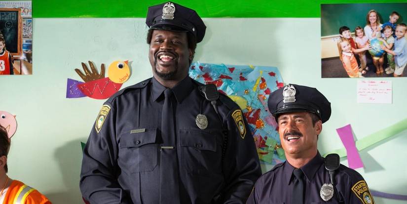 Shaquille O'Neal and Peter Dante as cops in Grown Ups 2