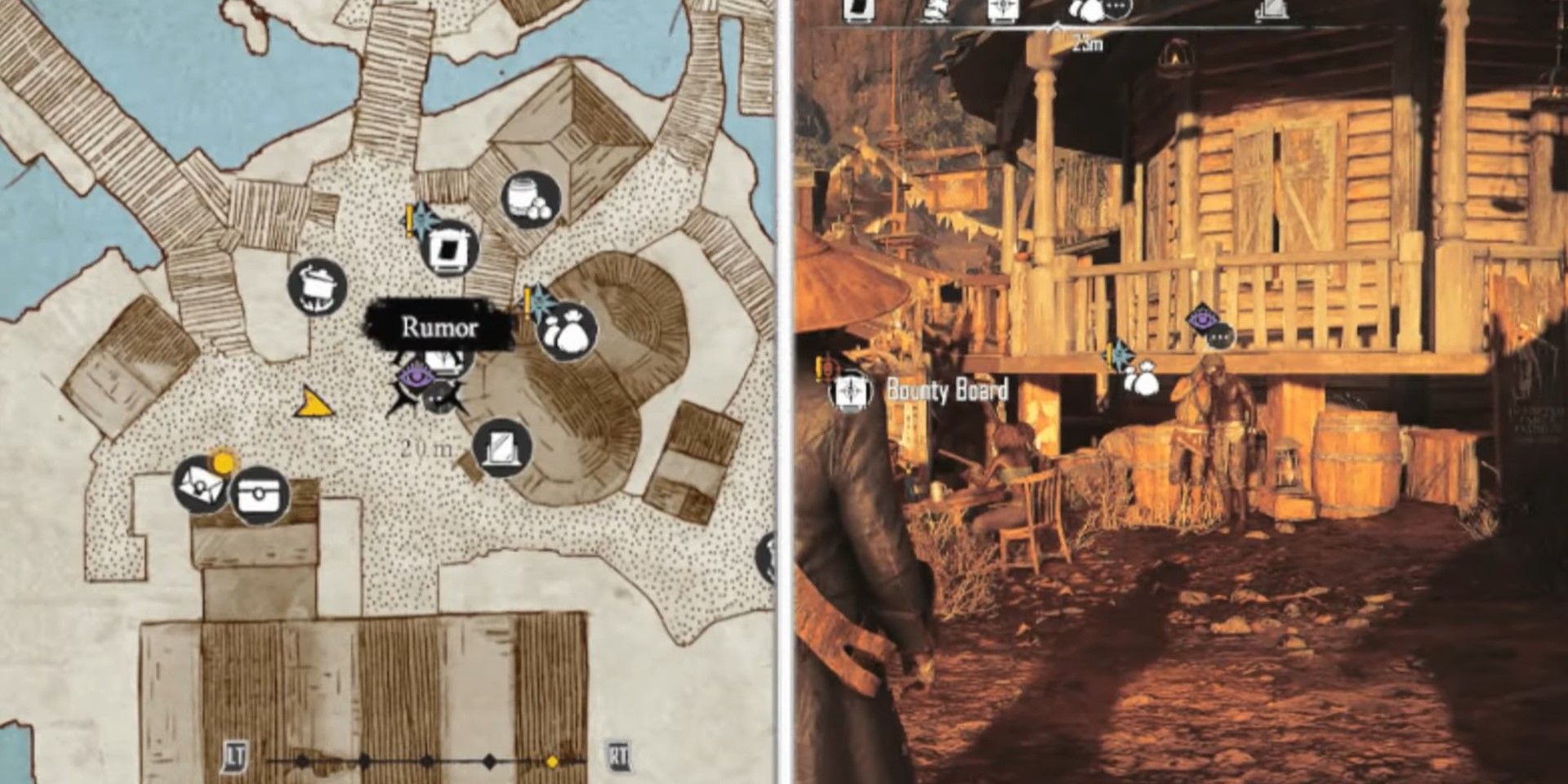 A localização do mapa e a perspectiva no jogo do local do boato de Virar a Página em Skull and Bones