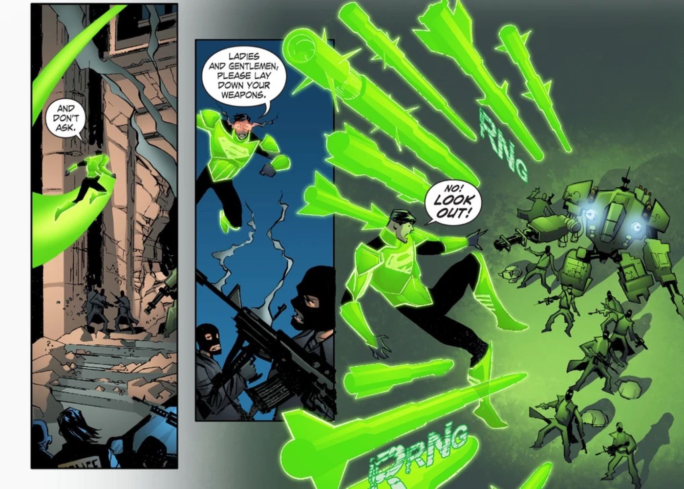 Smallville: Lantern, Superman uses a Green Lantern power ring to form constructs.