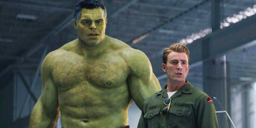 Smart Hulk and Captain America learning of Black Widow's death in Avengers Endgame