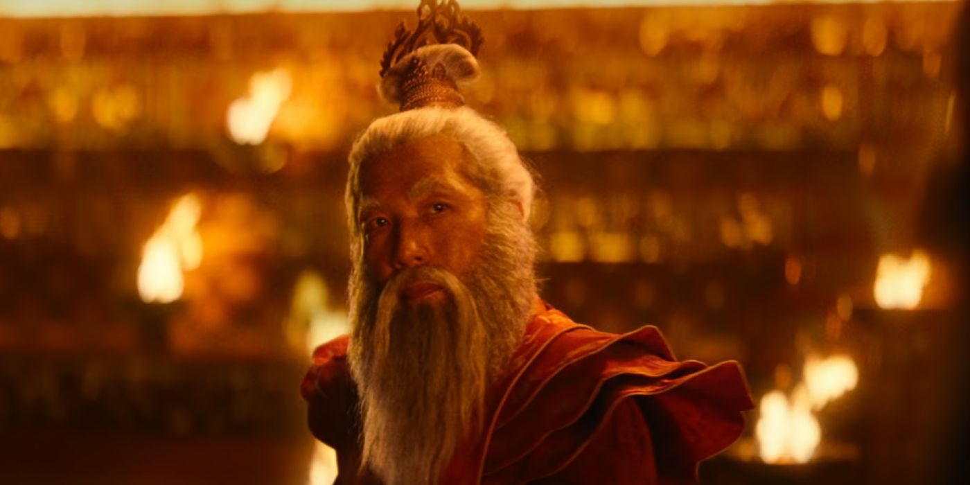 Fire Lord Sozin looking over his shoulder in Netflix's Avatar: The Last Airbender