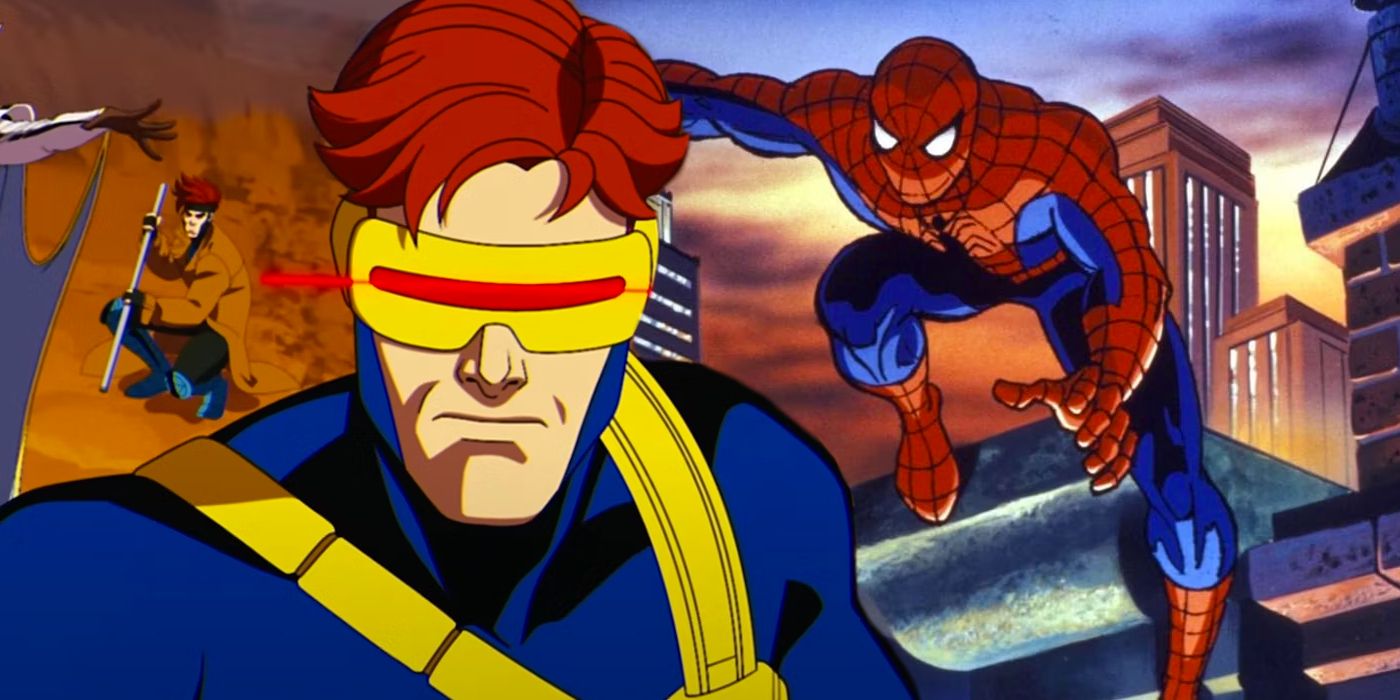 Split image of X-Men 97 trailer and animated Spider-Man