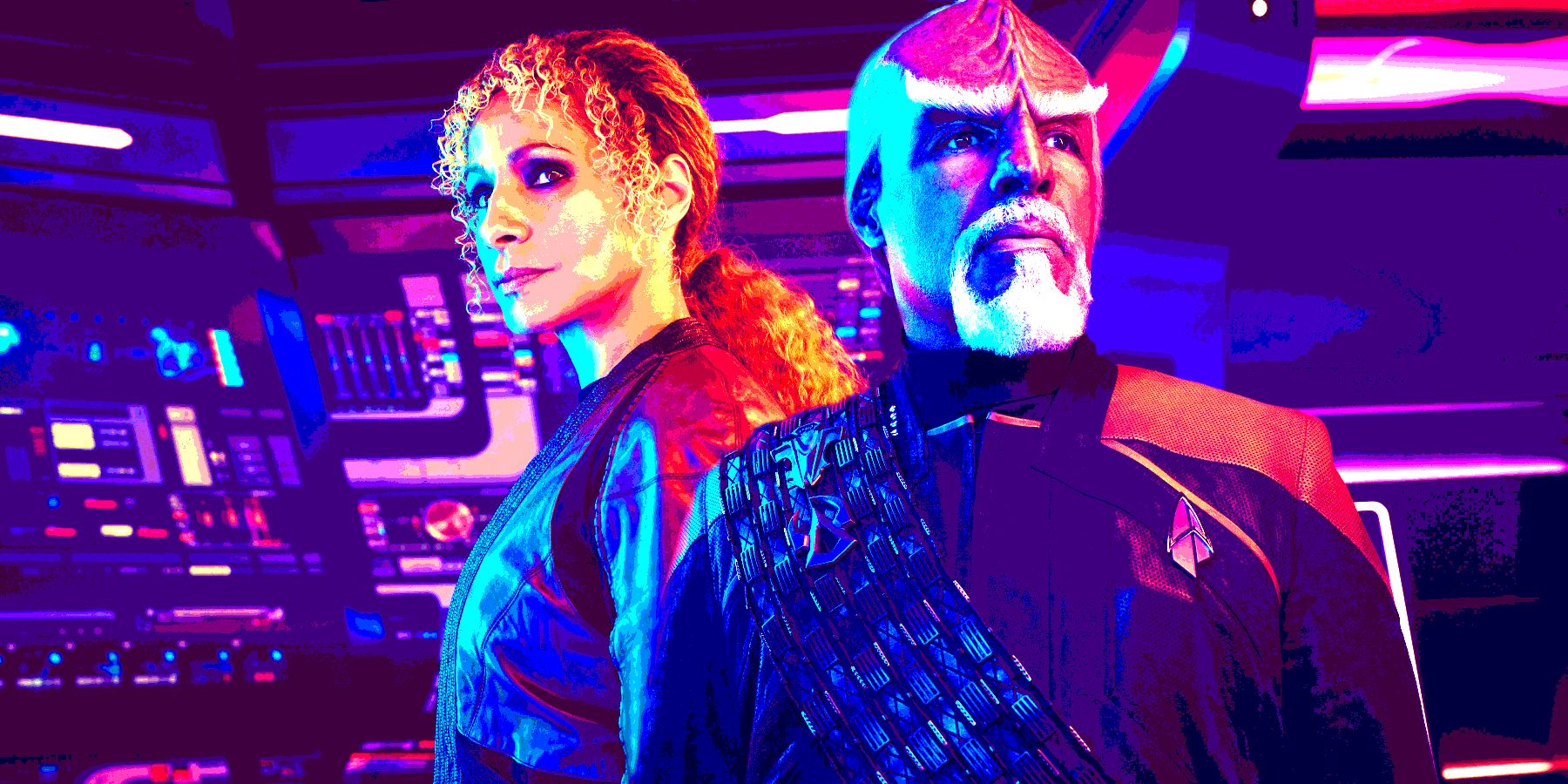 Michelle Hurd and Michael Dorn as Raffi and Worf in Picard season 3