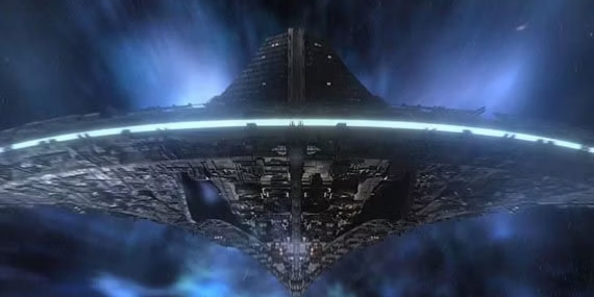 Esta imagem mostra a nave Destiny do Stargate Universe.