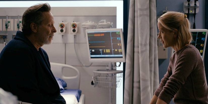 Archer and Asher arguing over something in a hospital room in Chicago Med