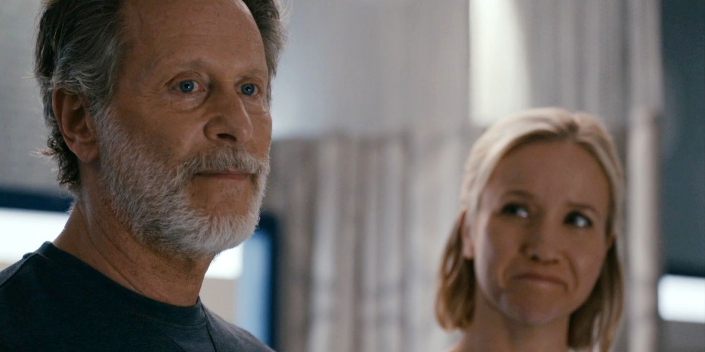 Steven Weber as Dr. Dean Archer and Jessy Schram as Dr. Hannah Asher in Chicago Med Season 9.