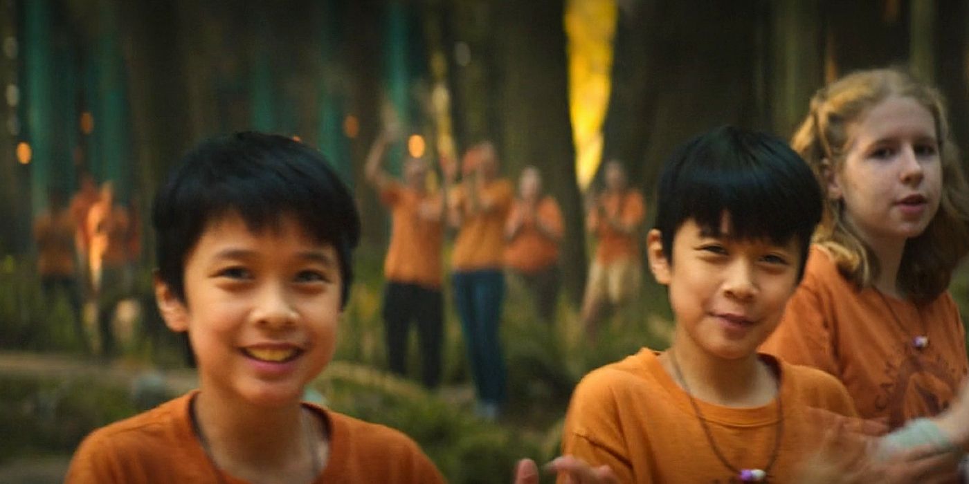 The Stoll Brothers clapping Percy on in Percy Jackson Jackson season 1's finale
