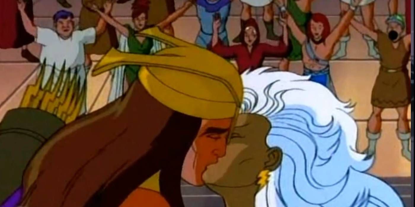 Storm and Arkon kissing in X-Men_ The Animated Series - The animated series did Ororo's characterization dirty - The Series Picked The Worst Love Interest For Storm To Explore