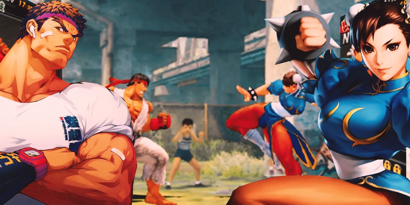 Street Fighter Mobile game keyart with Ryu and Chun-Li fighting