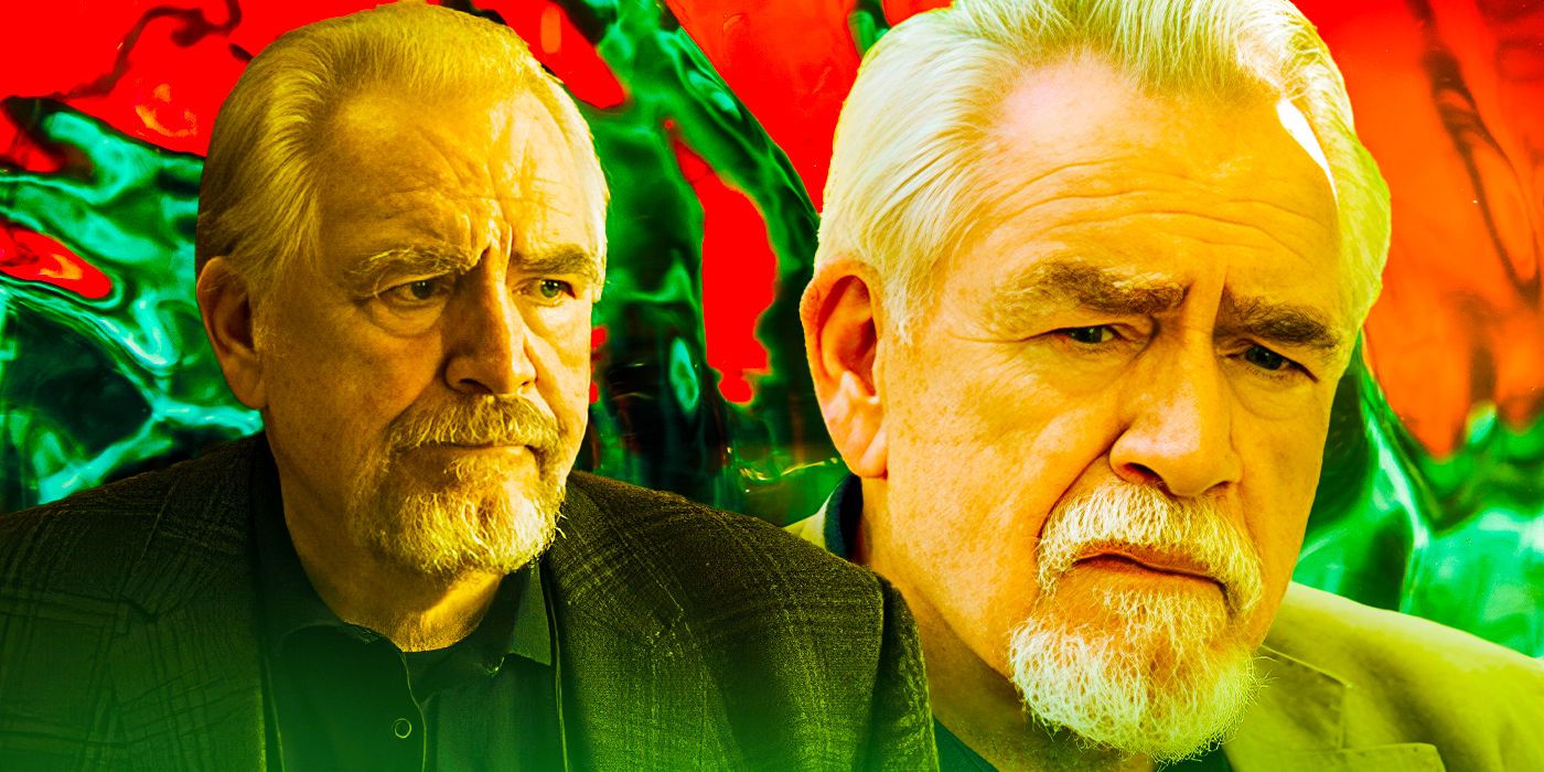 Side by side images of Brian Cox as Logan Roy in Succession