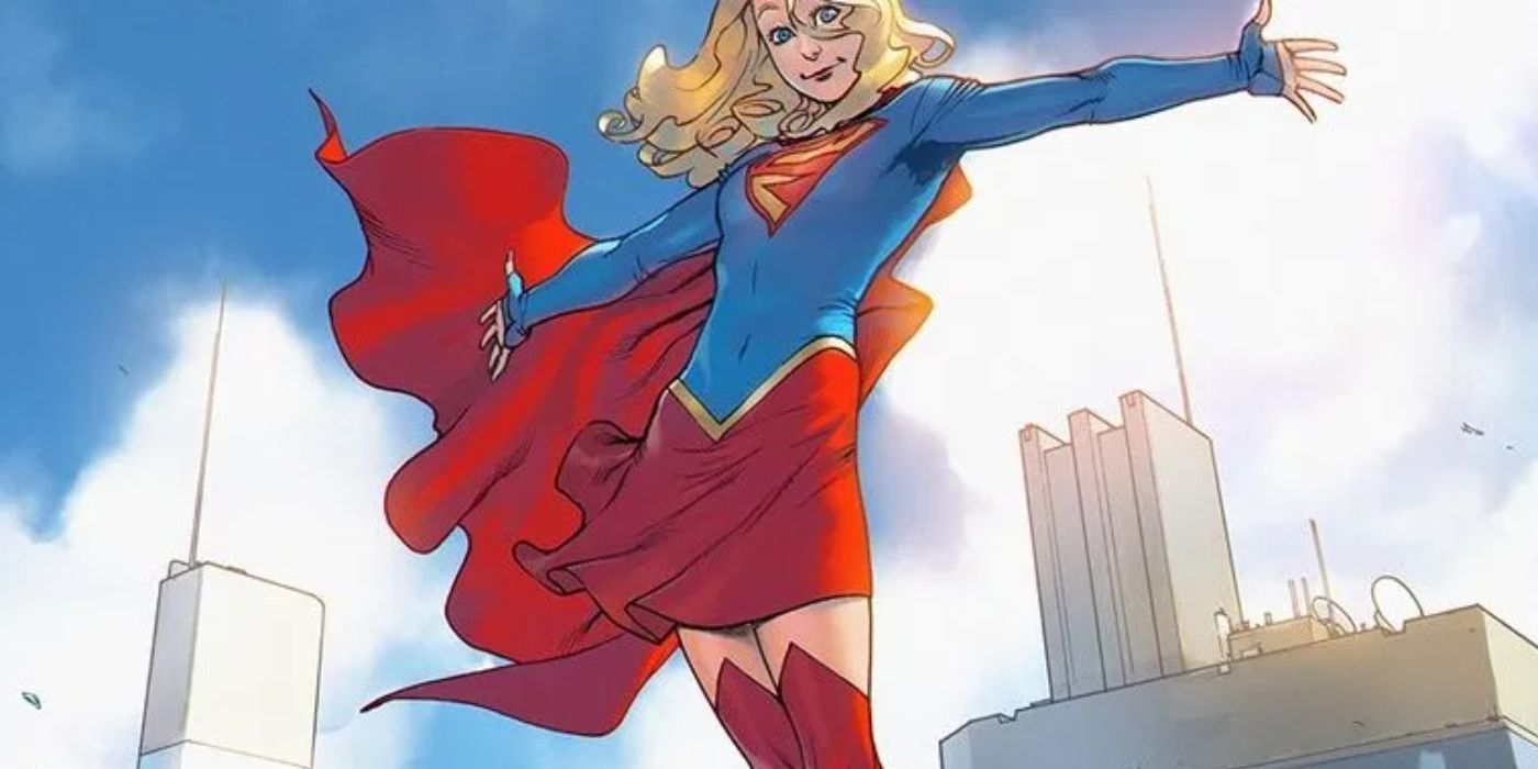 Supergirl standing on a building in DC Comics