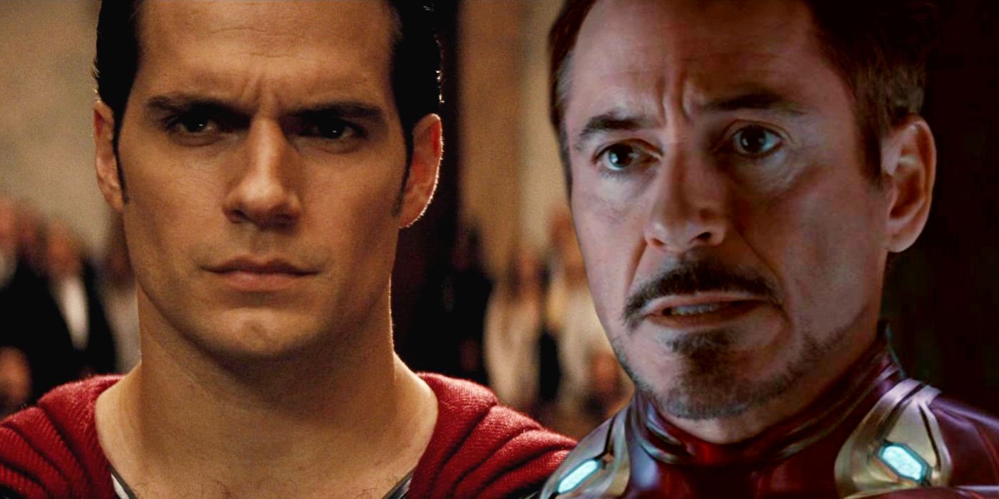 Superman (Henry Cavill) in Batman vs Superman and Iron Man (Robert Downey Jr.) in Avengers Infinity War