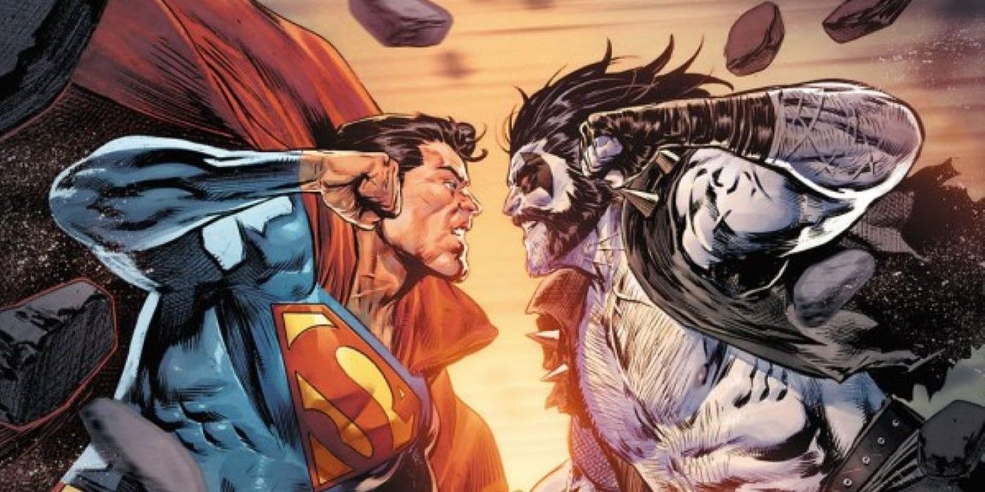Superman vs. Lobo on the cover of Superman #14