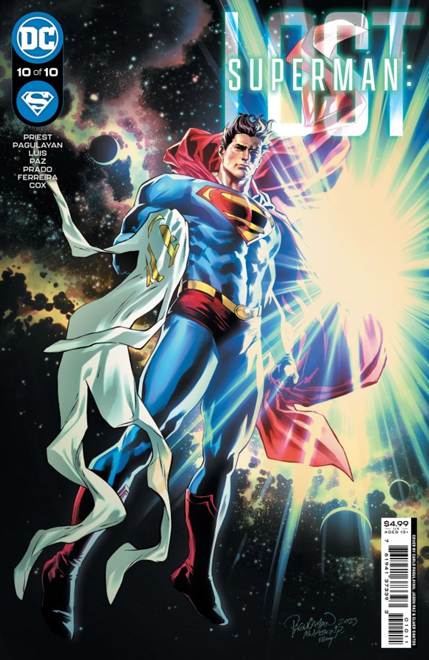 capa de Superman: Lost #10, edição final da série limitada da DC apresentando Superman no espaço