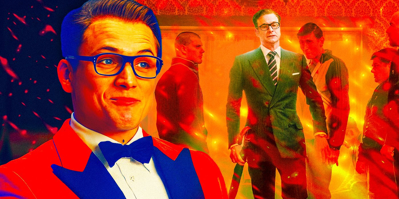 Composite image of Taron Egerton and Colin Firth in Kingsman