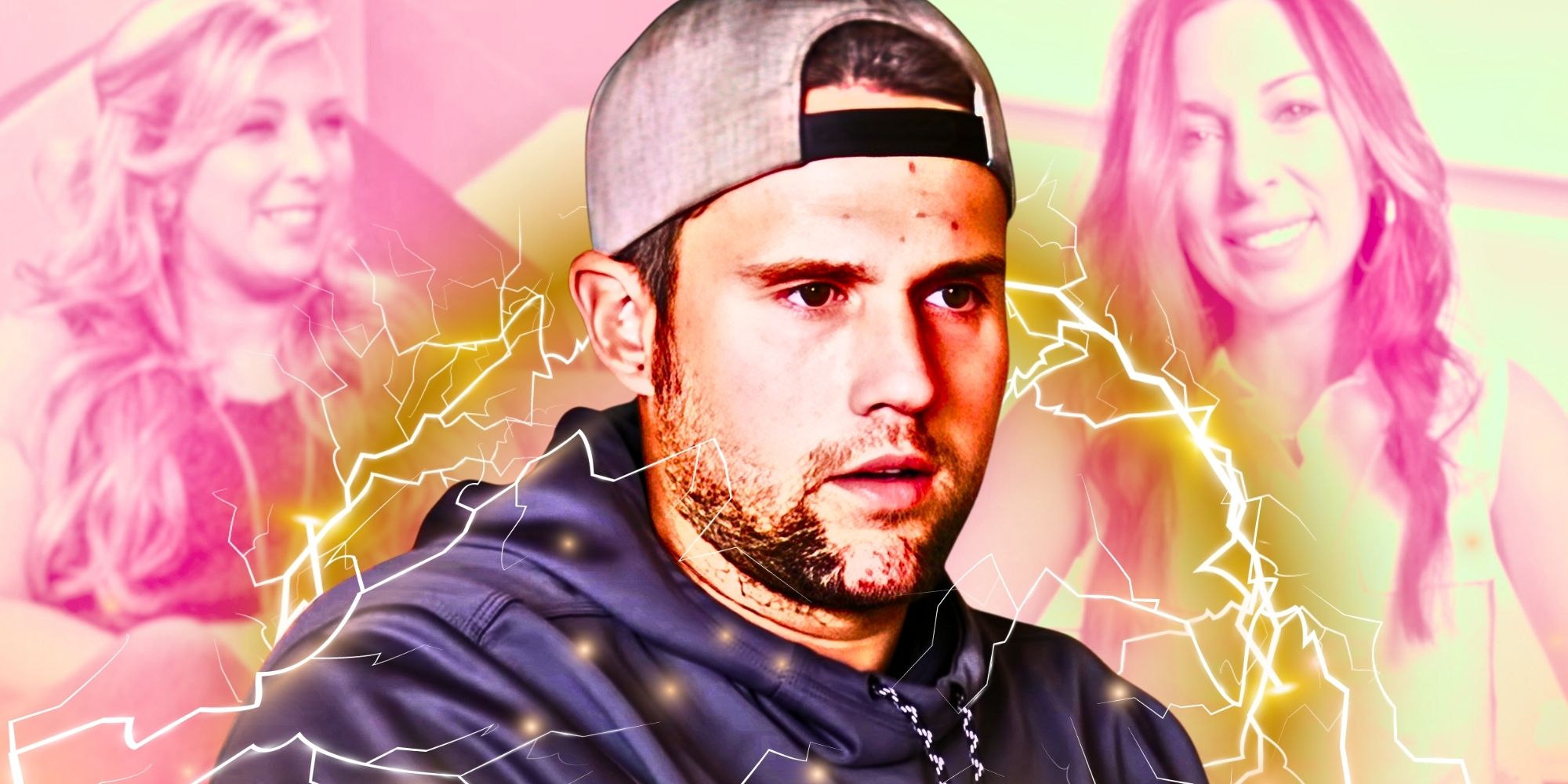 A montage of Teen Mom star Ryan Edwards with Ex-Wife Mackenzie separated by a lightning bolt.