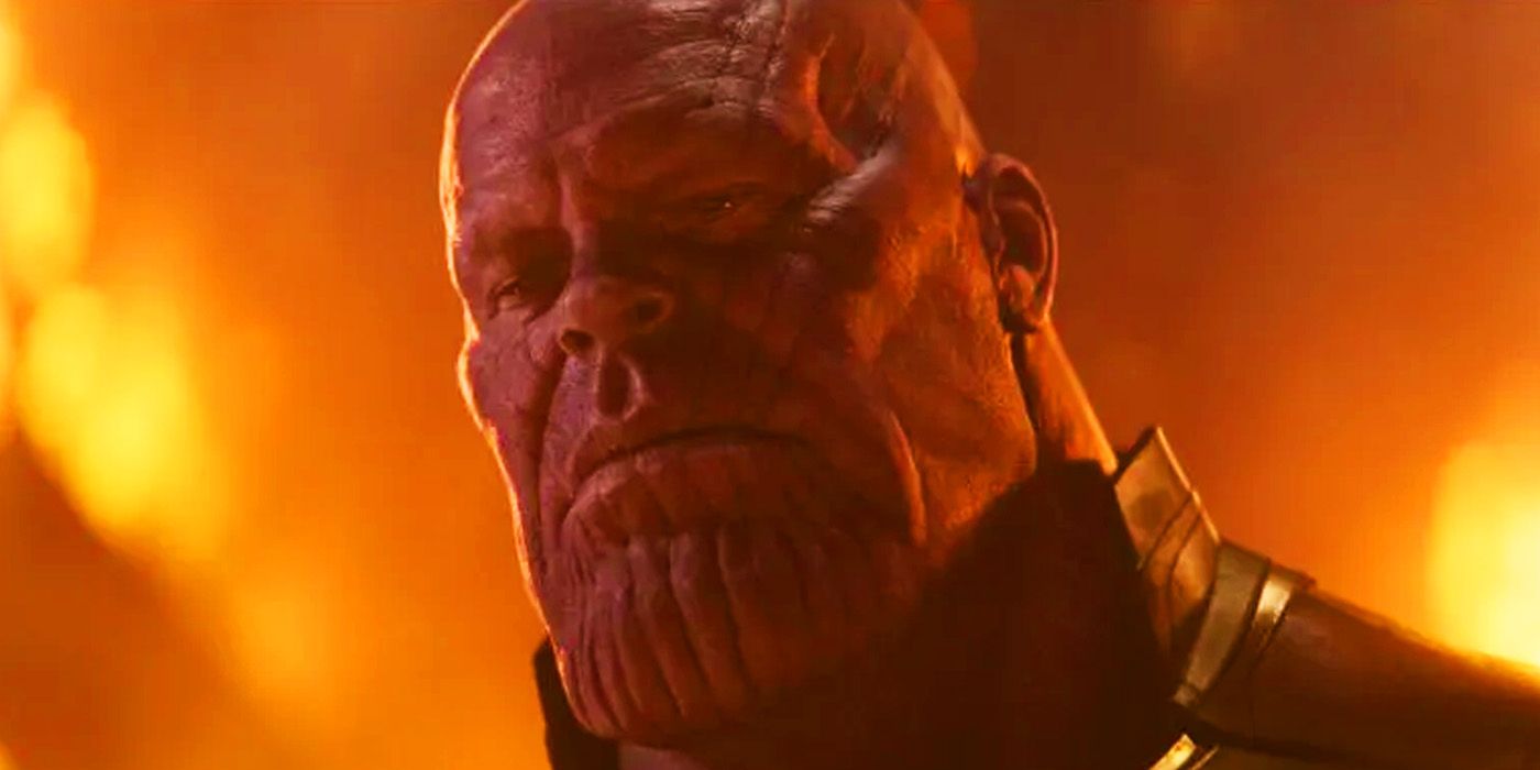 Thanos surrounded by fire in Avengers Infinity War