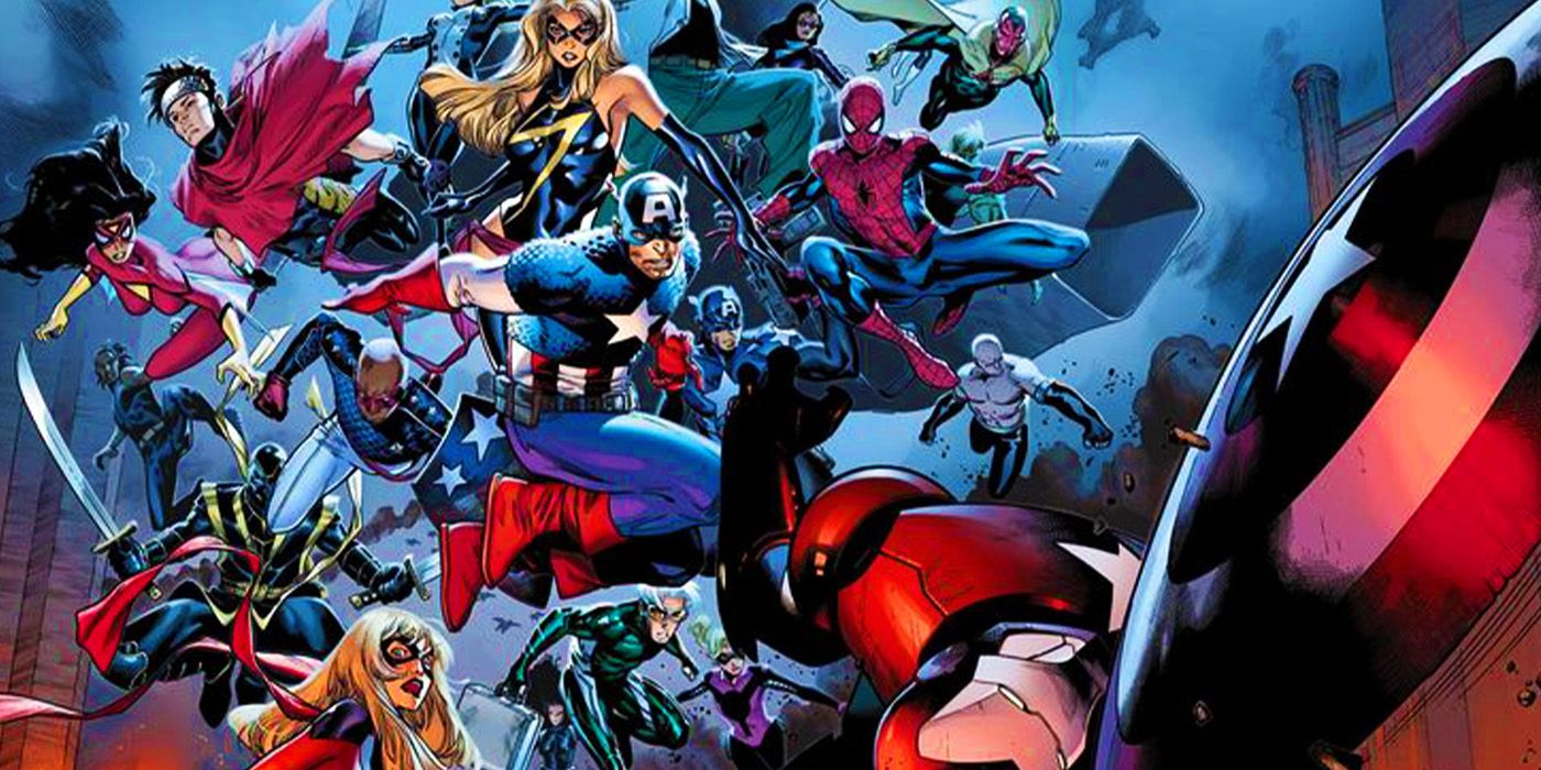 The Avengers fighting Iron Man in Marvel Comics' Siege