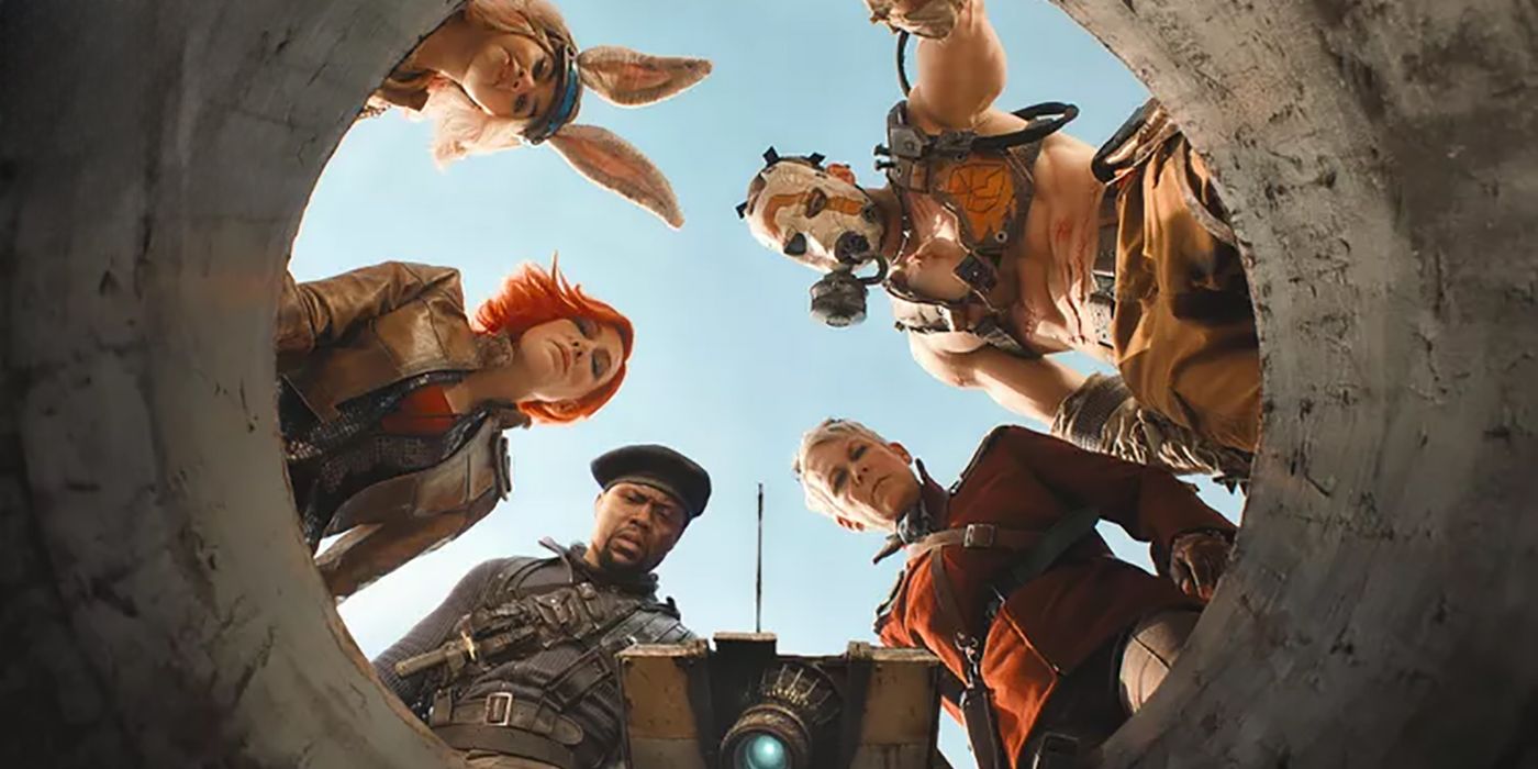 The Borderlands cast looking down into a pit