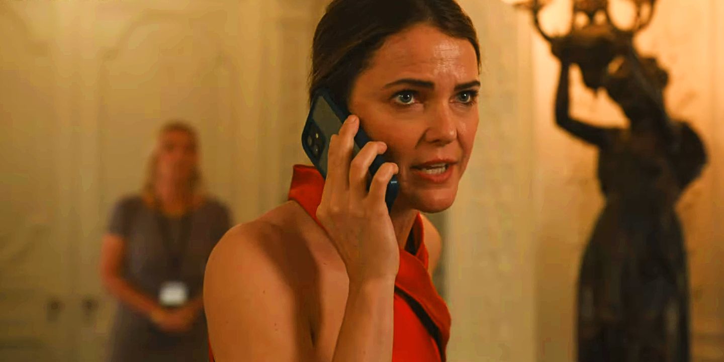 The Diplomat season 3 Keri Russell as Kate Wyler talking on the phone