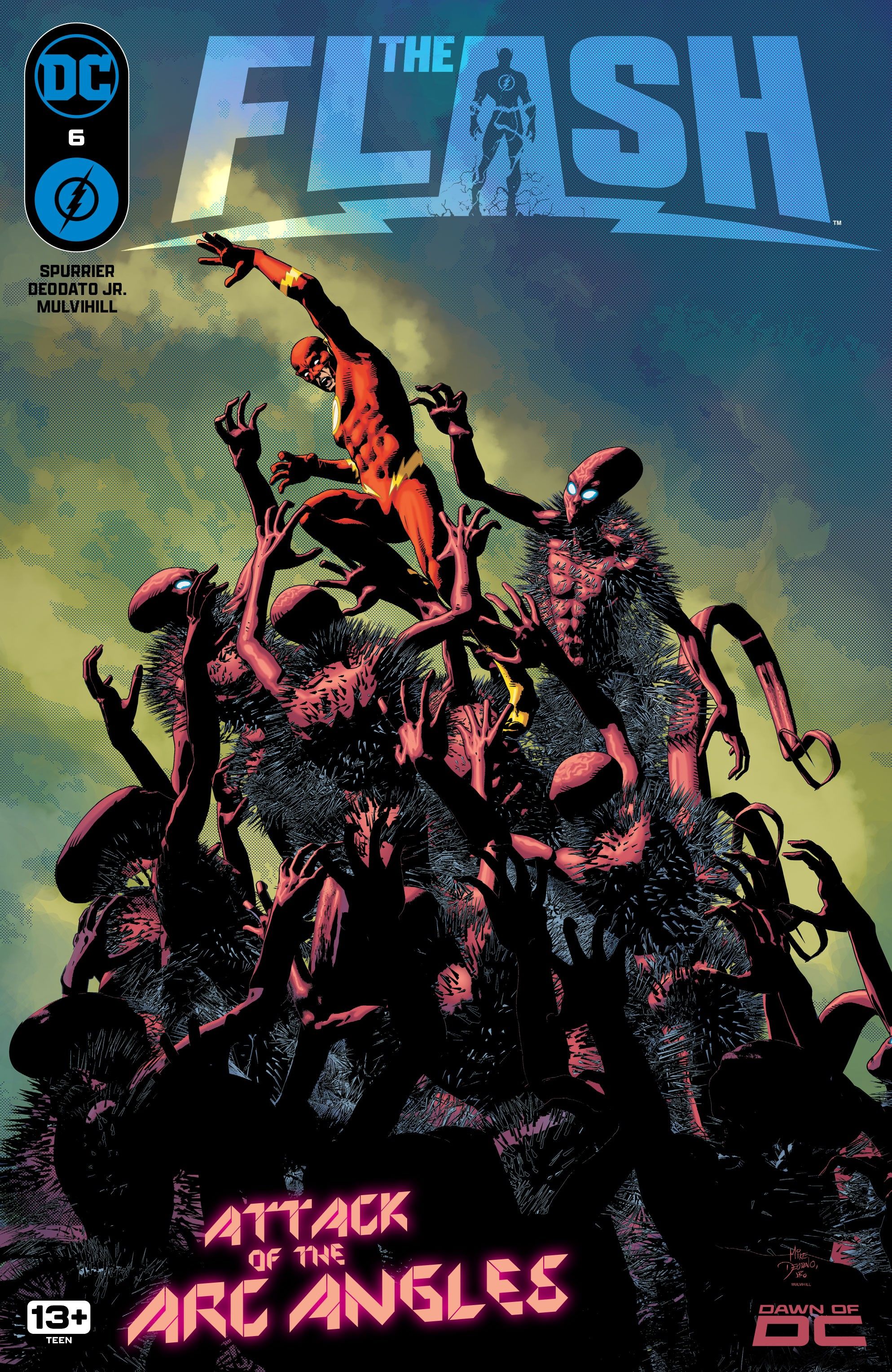 The Flash 6 Main Cover: Flash fighting off a horde of aliens.