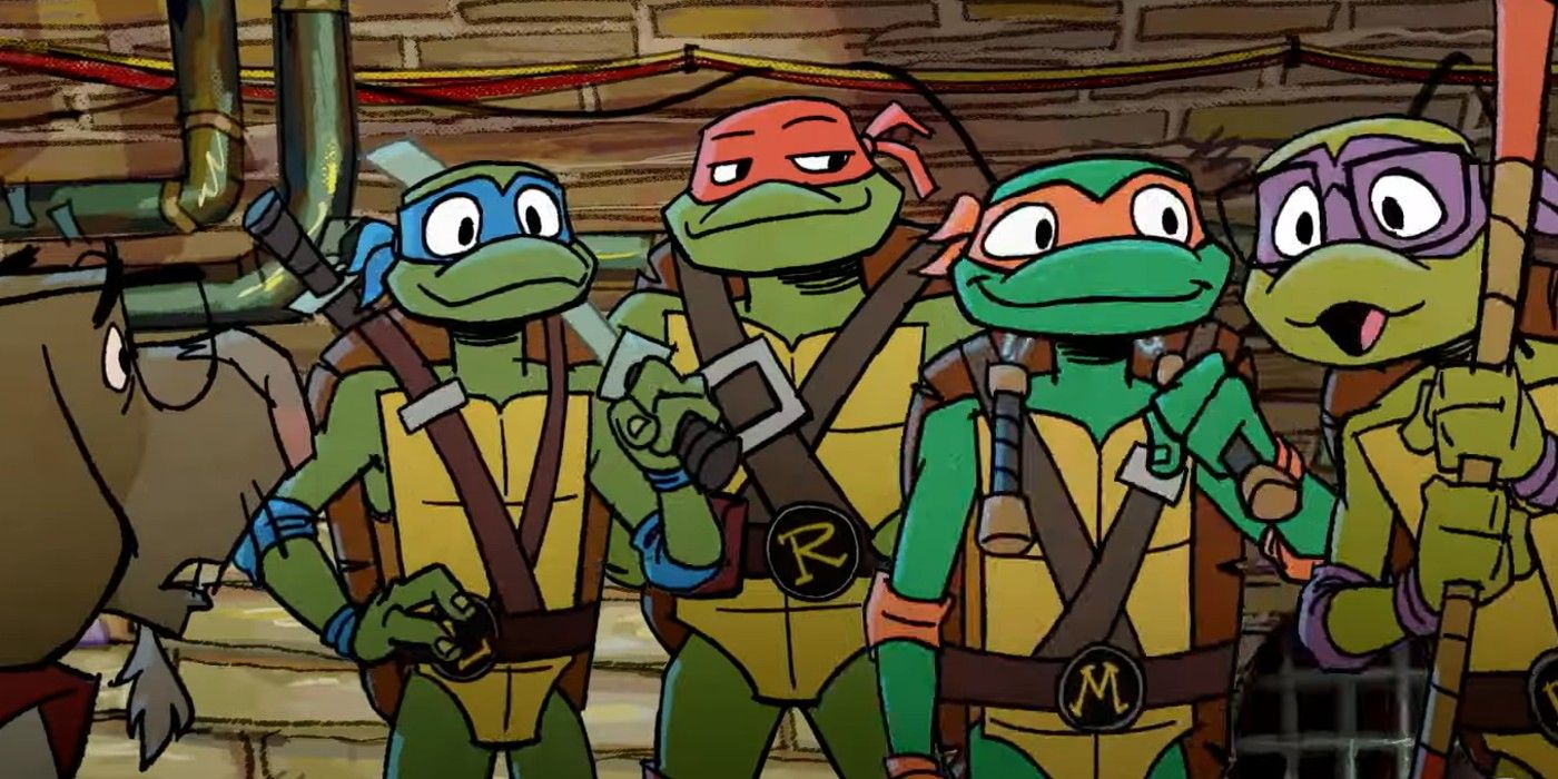 the four Teenage Mutant Ninja Turtles standing together in Tales of the Teenage Mutant Ninja Turtles show