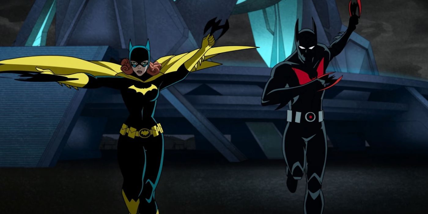 Batgirl and Batman Beyond fighting together in Justice League: Crisis On Infinite Earths Part Two Trailer