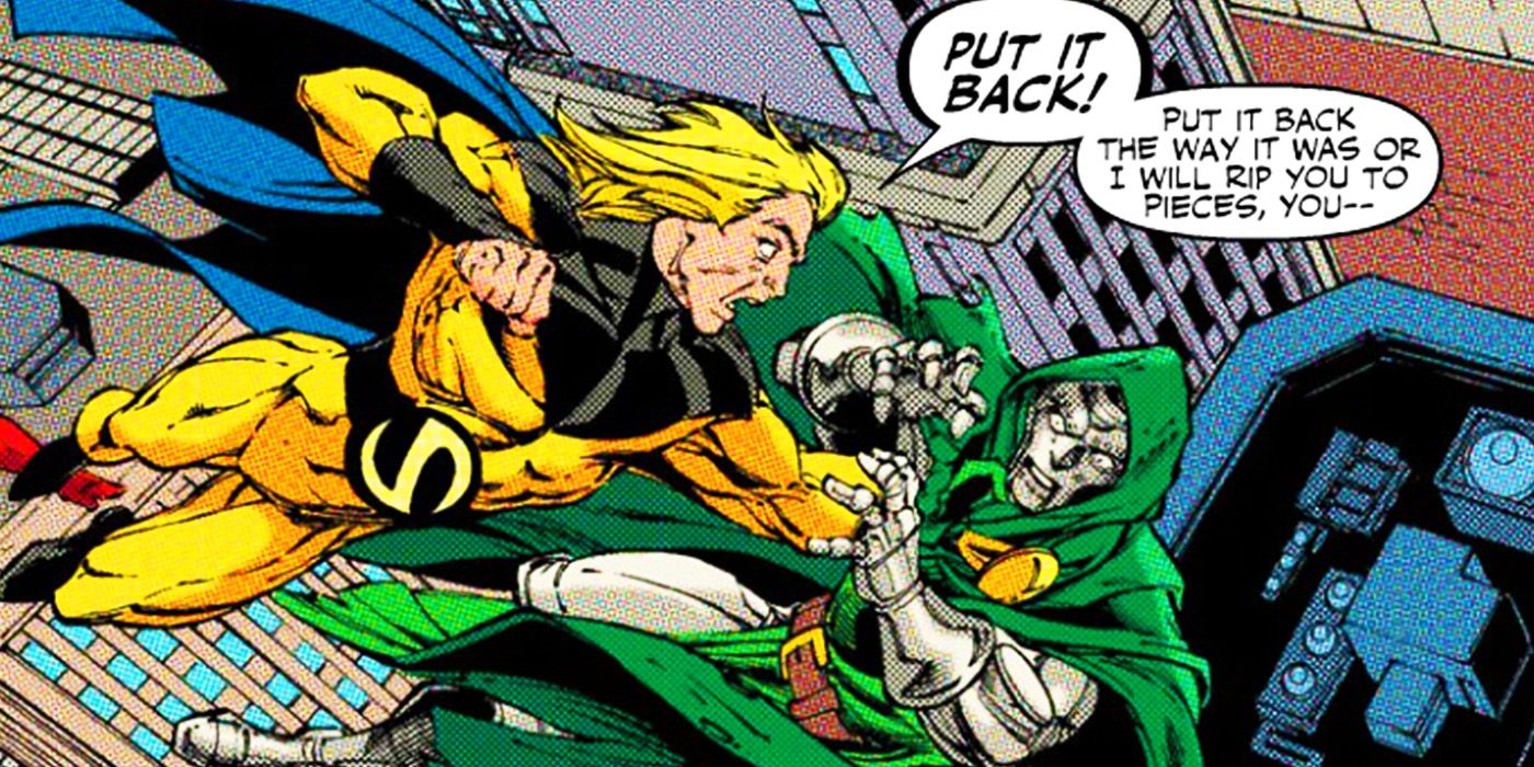 The Sentry fighting Doctor Doom in Marvel Comics