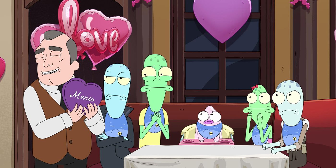 The Solar-Opposites upset at a restaurant in the Solar Opposites Valentine's Day Special