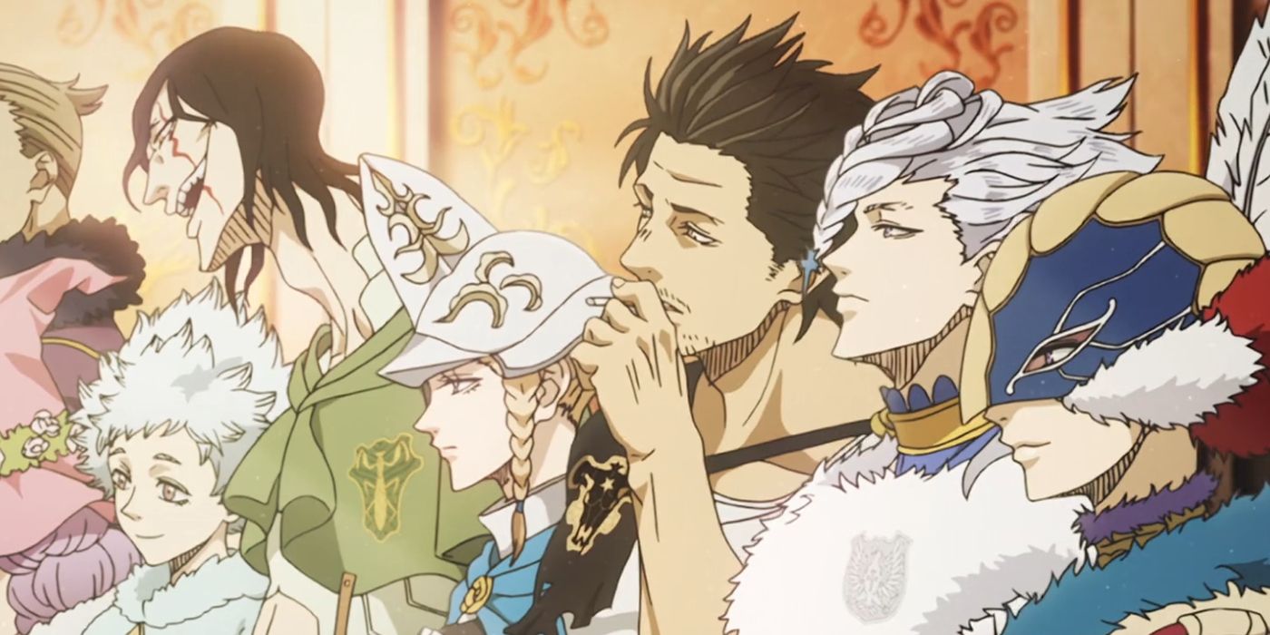 the various captains standing together in Black Clover's third opening