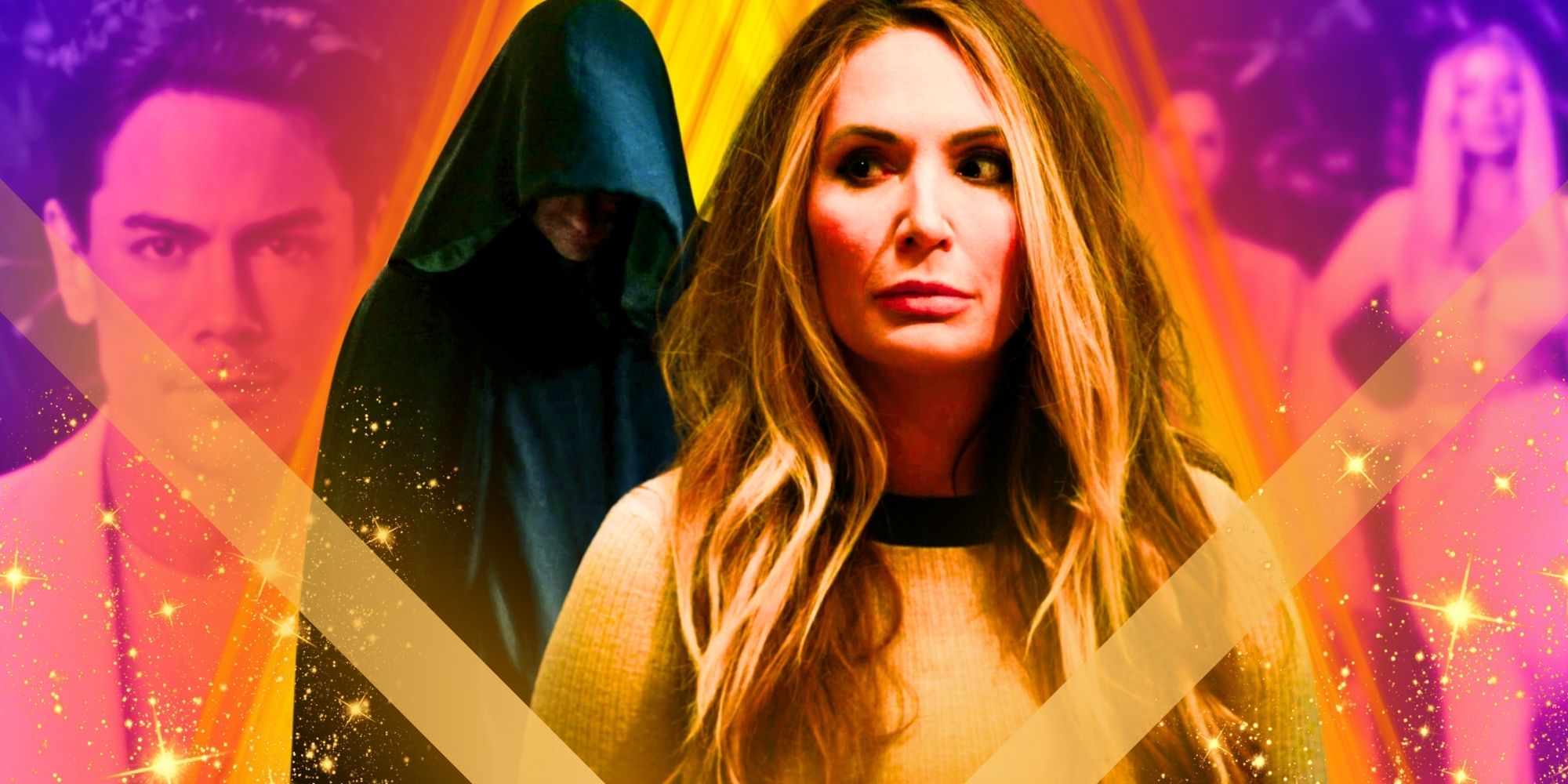 The Traitors' Kate Chastain, with Vanderpump Rules' Tom Sandoval and a cloaked figure behind her - How Could The Traitors Win The Traitors Season 2?