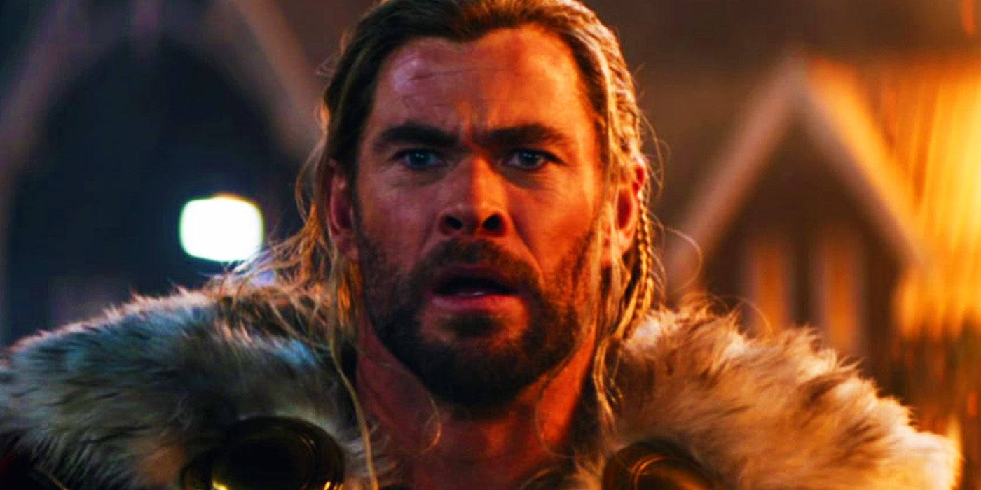 Thor looks shocked in New Asgard in Thor: Love and Thunder