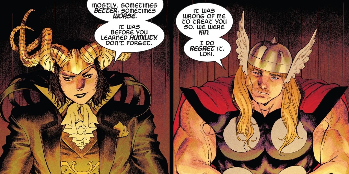 Thor apologizing to Loki for being mean to them.